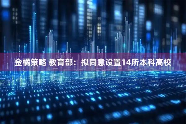 金橘策略 教育部：拟同意设置14所本科高校