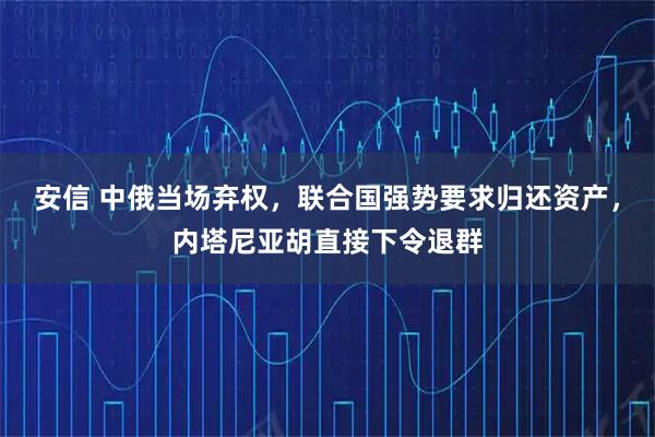 安信 中俄当场弃权，联合国强势要求归还资产，内塔尼亚胡直接下令退群